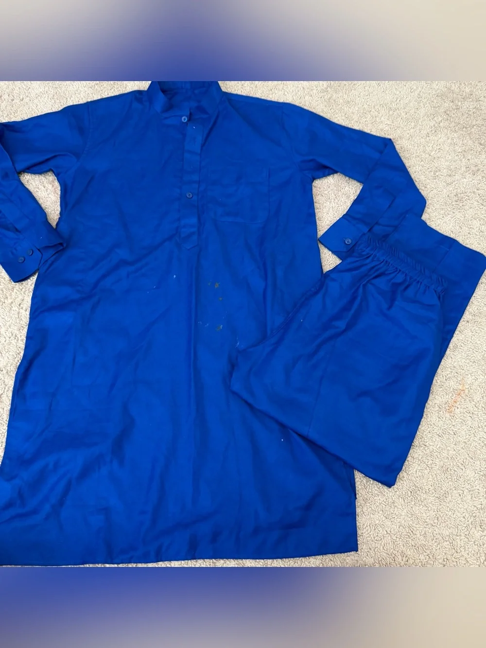 Electric Blue Two-Piece Tunic and Elastic Waist Pants Set